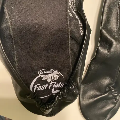 Dr. Scholls For Her Fast Flats Foldable Flats With Wristlet Size 7-8 Black LN