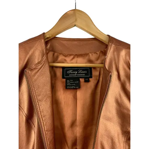 Terry Lewis Womens Genuine Leather Jacket XS Copper
