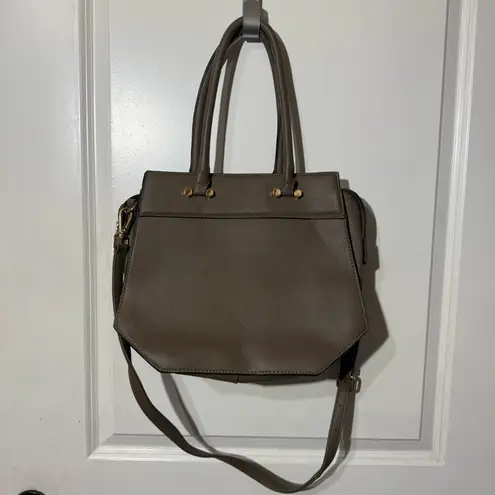 La Terre Chic Taupe PU Leather Shoulder Bag Set w/Matching Wallet Brown