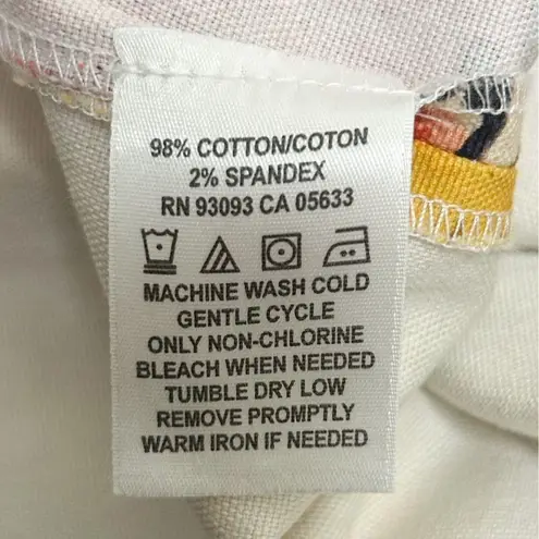 Nic Zoe Watercolor Floral Print Ivory Red Yellow Brown Pencil Unlined Skirt 2