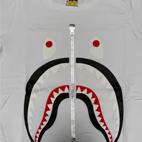 white BAPE shark t