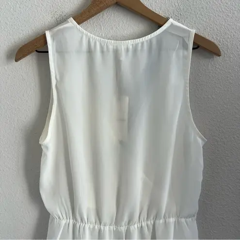 Pleione NWT White with Black Lace Trim Tank Faux Wrap Upper Small