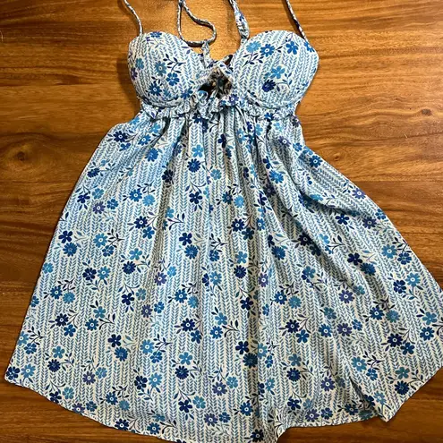 Boutique Strappy Floral Blue and White Babydoll Sundress