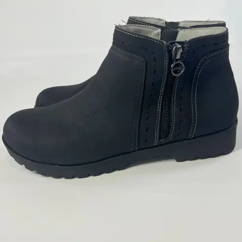 MV Sport JSport by Jambu Jenna Black Ankle Booties Women's 11M Zip Side Comfort Lug Sole