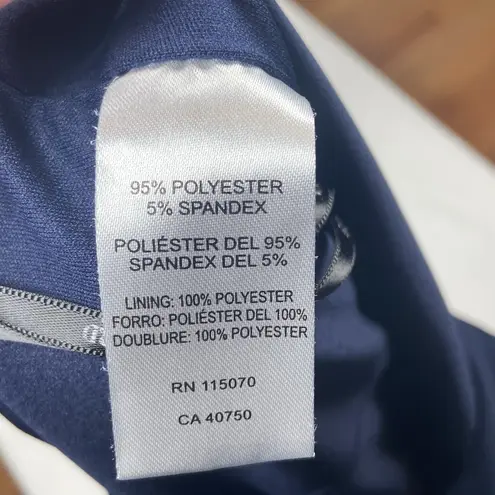 Nina Leonard Jumpsuit Women's Size Large Sleeveless Pleated Wide Leg Navy Blue