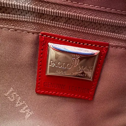 Paolo Masi Y2K Purse Hobo Bag Red Leather Woven Flower Boho Hippie Festival