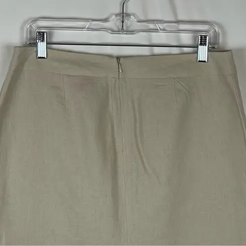 Larry Levine  Tan‎ Linen Blend Scalloped Front Skirt NWOT