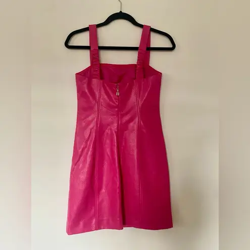 Rotate Birger Christensen Herlina Faux Leather Mini Dress Barbie Pink 90s Style Size 4
