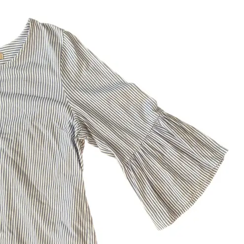 Skies Are Blue | Blue and White Striped Bell Sleeve Blouse | Small