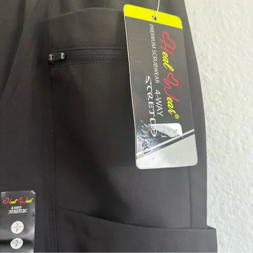 Heal Wear Black Scrub Pants Many Pockets DDP017 Size Small NEW