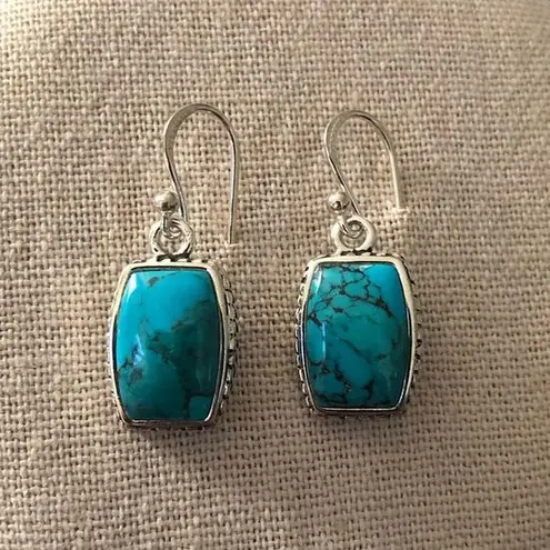 Sterling Silver BARSE Turquoise Rope Braid Framed Drop Earrings