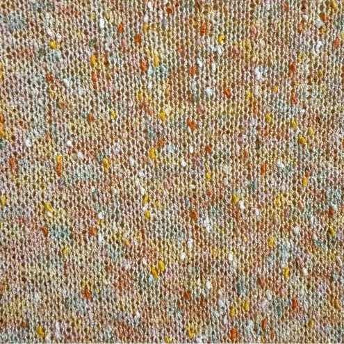 Under Skies | Peach open knit multicolor bouclé cropped sweater, size small - Image 3