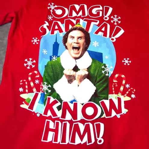 Elf The Movie OMG Santa I Know Him T Shirt Womens Small Red Christmas Party