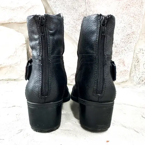 Coach and Four black ankle boots with buckle detail, zip back, genuine leather Size 7.5