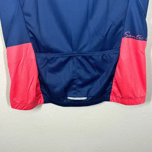 Santic Women's Size XLarge Cycling Jersey Full Zip Biking Shirt Rear Pockets Blue