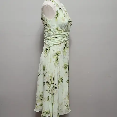 Coldwater Creek tonal green floral chiffon aline midi skirt size 6p