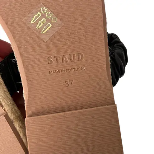 STAUD Black Maya Ruched Espadrille Slides Sz 37