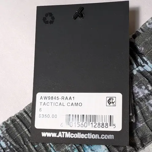 ATM Melillo Abstract Print Ripstop Cotton Skirt Grey Purple Turquoise Camo Sz 6 Blue