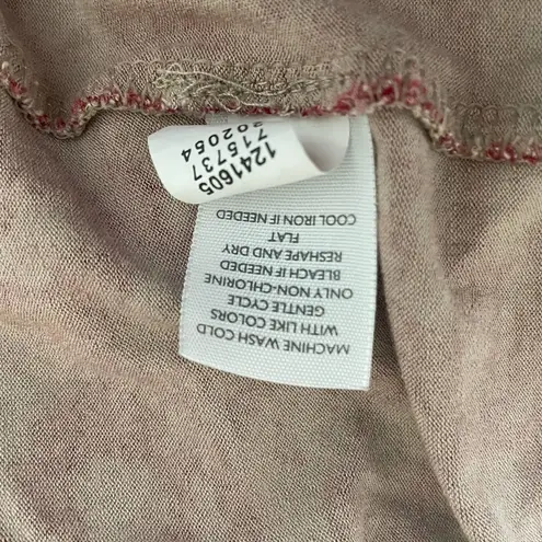 J Jill Top Women XS Rust Tan Crew Neck Long Line Tunic Lace Print Rayon Stretch Red