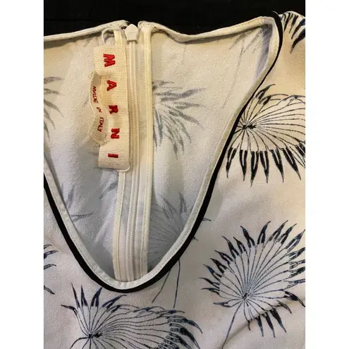 $490 Marni 40 4 Sleeveless Crepe Tank Top Shirt Blouse Peplum V Neck Leaves Tan