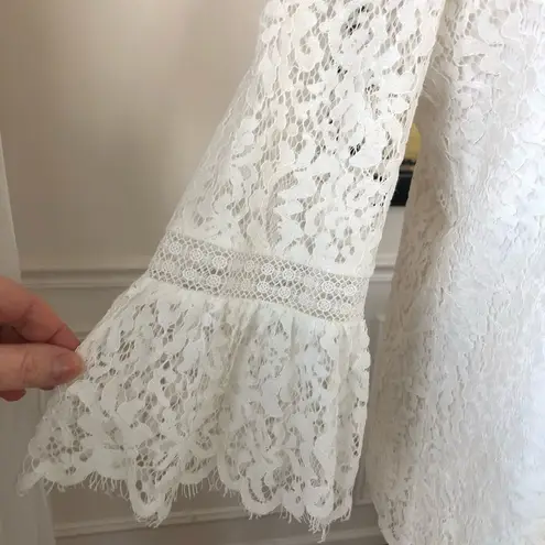 Karl Lagerfeld Ivory Lace Trumpet Sleeve Top S