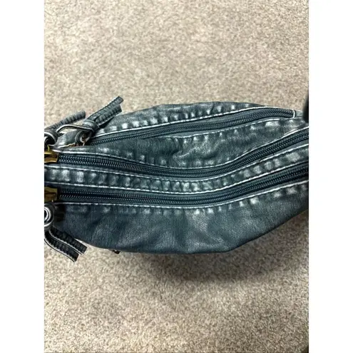 Boho Denim Look Crossbody faux leather bag Blue