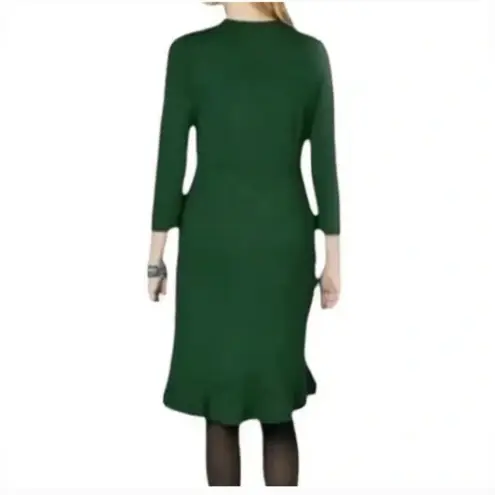 J Jill Ponte Green Ruffle Hem Stretch Long Sleeve A