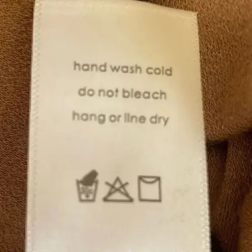 Naked Wardrobe Long Sleeves Latte Tan Womens Body Suit Top Soft SZ L #1664