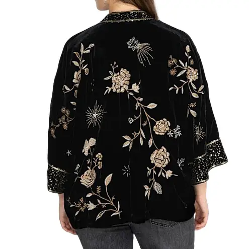 Johnny Was  Ally Velvet Kimono Jacket Embroider Sequins Size XL