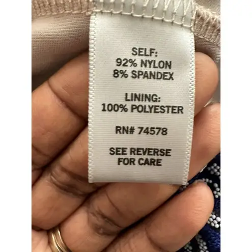 Vintage 90s Lacy Blue Embellished Sequin Paisley Print Dress Party Cocktail SzM Size M