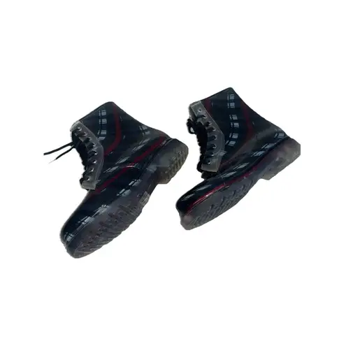 Henry Ferrera Women's Preppy Goth Plaid Lace Up Rain Boots Size 8