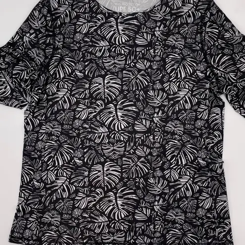 32 Degrees Heat 32 Degrees Top Women UPF 50+ Long Sleeve Sun Tee Black Palm Leaves Size Medium