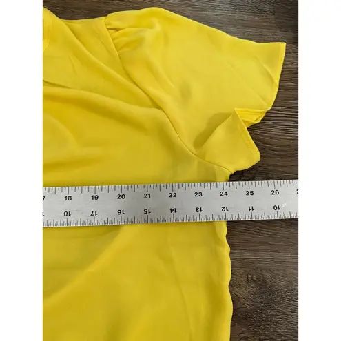 Counterparts Blouse Womens Top Yellow Short Sleeve Size XL Crewneck Front Tie