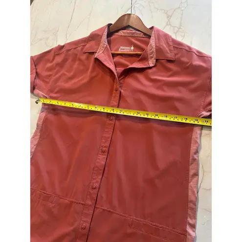 Smartwool Merino Wool Sport Shirt Dress Button Down in Terracotta Pink Medium
