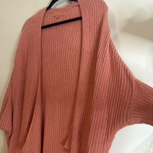 Barefoot Dreams Cozychic Lite Cardigan Pink Open Front L/XL Ribbed Knit