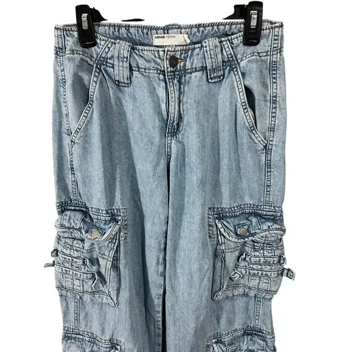 Vintage Garage Denim Cargo Jeans Womens Size 26 Light Wash Multi