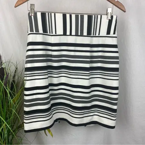 CAbi  Grandstand White Black & Gray Striped 5185 Wrap Mini Skirt S