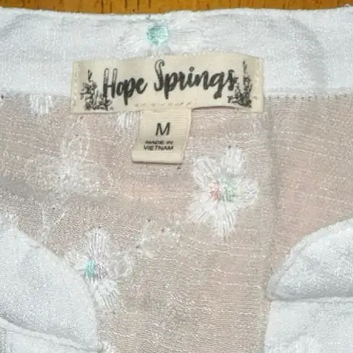 Hope Springs Women's Embroidered Floral White Long Sleeve Blouse Size M Size M