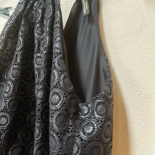 Laundry by Shelli Segal Black Crochet Halter Cocktail Mini Dress  2