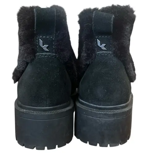 Koolaburra by Ugg NWOB BEREA FUZZ LEATHER FAUX FUR ANKLE BLACK BOOTS US 8