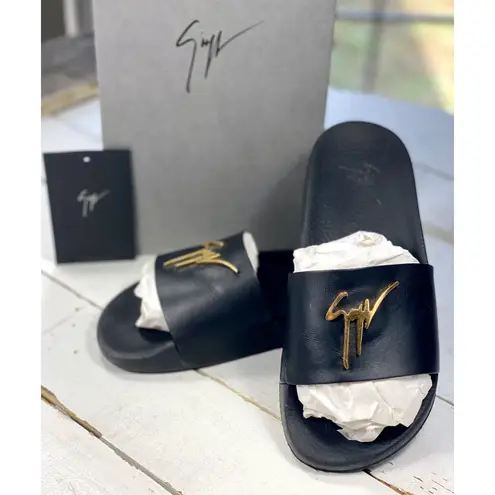 Giuseppe Zanotti Logo Leather Slide Sandals