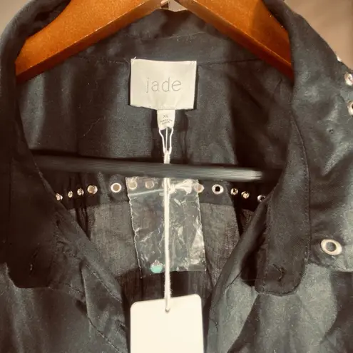 Johnny Was NWT Jade Sonia Double Pocket Shirt XL Silky Turquoise Accents Rivets