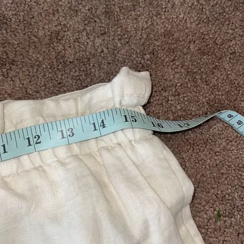 Donna Karan Womens Paperbag Waist Cuffed Linen Pants Morning Dew Medium NWT