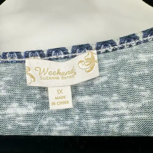 Suzanne Betro NWT Weekend Women's Floral Tassel Tie Blouse Blue Green Size XS