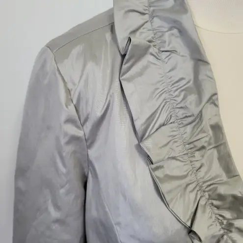 Christopher & Banks gray ruffled collar blazer size medium