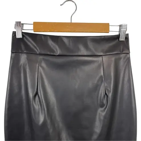 Aprll Black Faux Leather High Waist Midi Pencil Skirt Size Small
