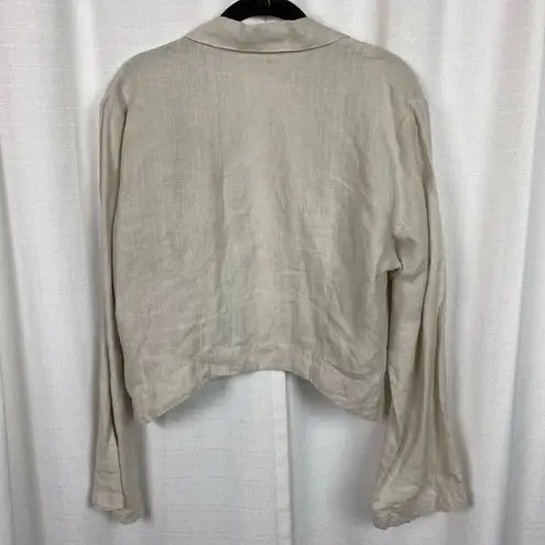 Bryn Walker Beige Linen Cropped Open Front Jacket Sz.M