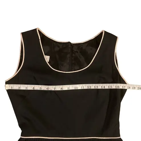 Vintage 60s Style David Barr Black and White Pleated Skirt Sleeveless Dress