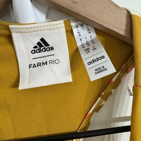 Farm Rio x Adidas Farm Psychedelic Wave Green Dress Victory Gold Size Large New