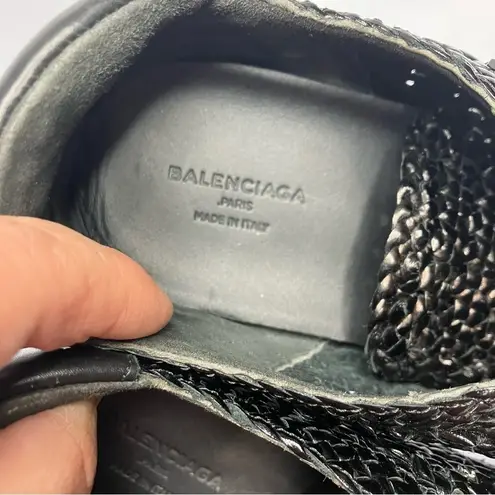 Balenciaga Raffia Runners in‎ black woven leather sneakers size 41